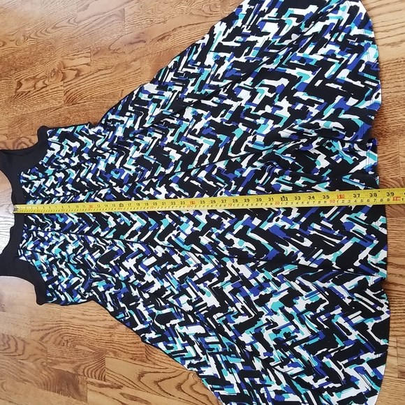 (M) Perceptions NY Fit and Flare Ribbed Colorful Abstract Art Deco Midi Party - Picture 3 of 6